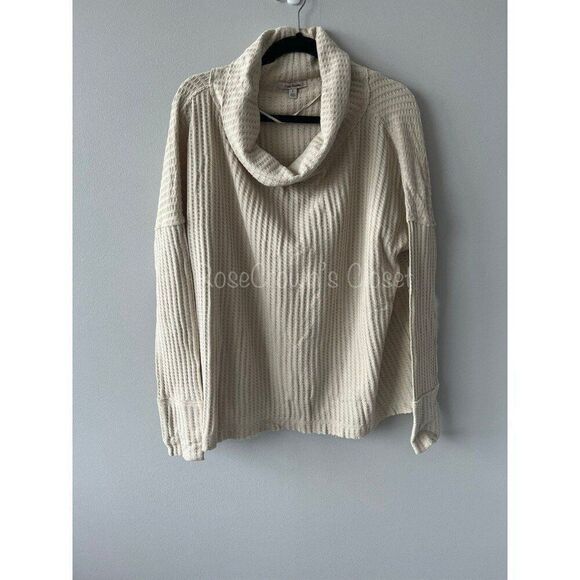 Free People NWT Fall Chic Mock Neck Boho Coastal Grandma Cottage Knit Sweater - Picture 3 of 8